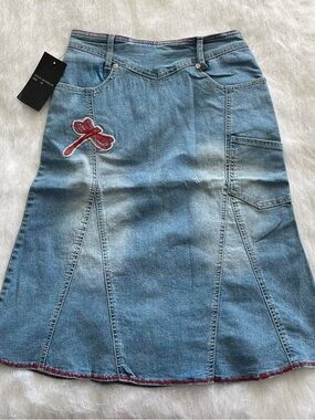 Vintage Y2K Deadstock Fairy Denim Pleated Skirt
